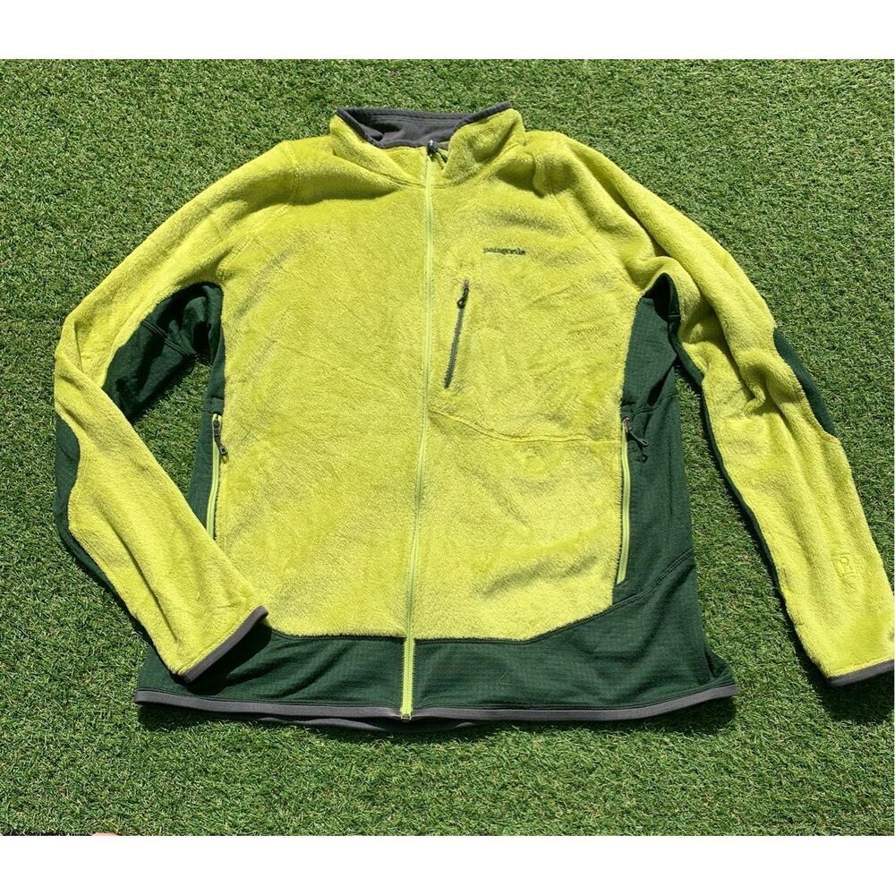 Patagonia R2 Bright Green Full Zip high pile FUZZY FLEECE Jacket Coat Men’s XXL - Picture 1 of 6